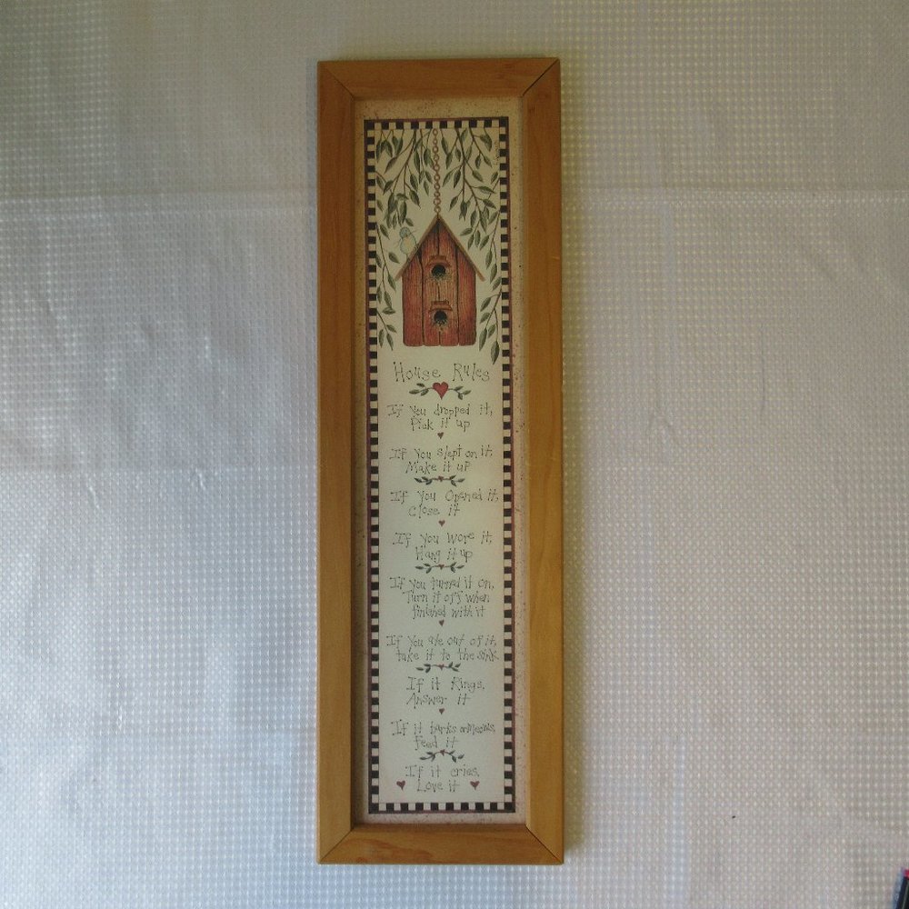 Wooden Framed Picture "House Rules" by Linda Spivey, Canada
